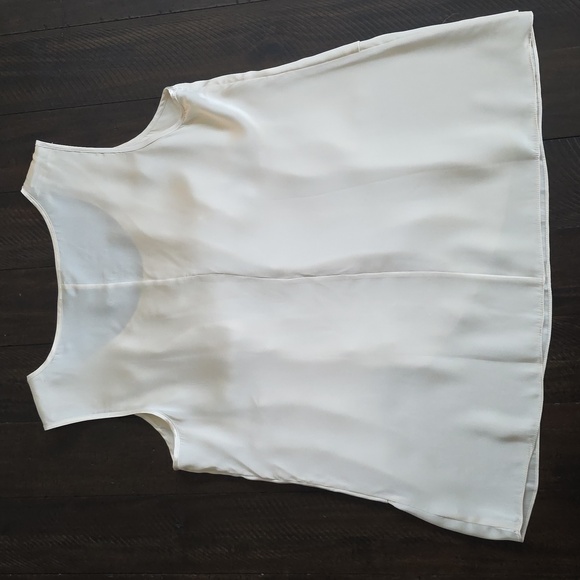 NWT Talbots Pure Silk Satin Cream Tiered Scoop Neck Layered Tank Top Petite Plus - Picture 2 of 7